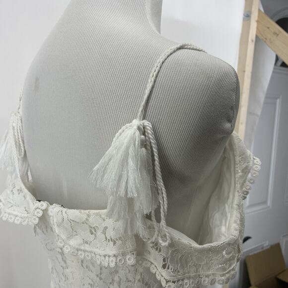 Cupcakes & Cashmere Size 6 Lace Ruffle Dress Ivory White Coquette Sleeveless - Picture 6 of 9
